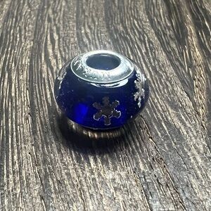 Murano Charm Blue & Silver Snowflake 925 B26